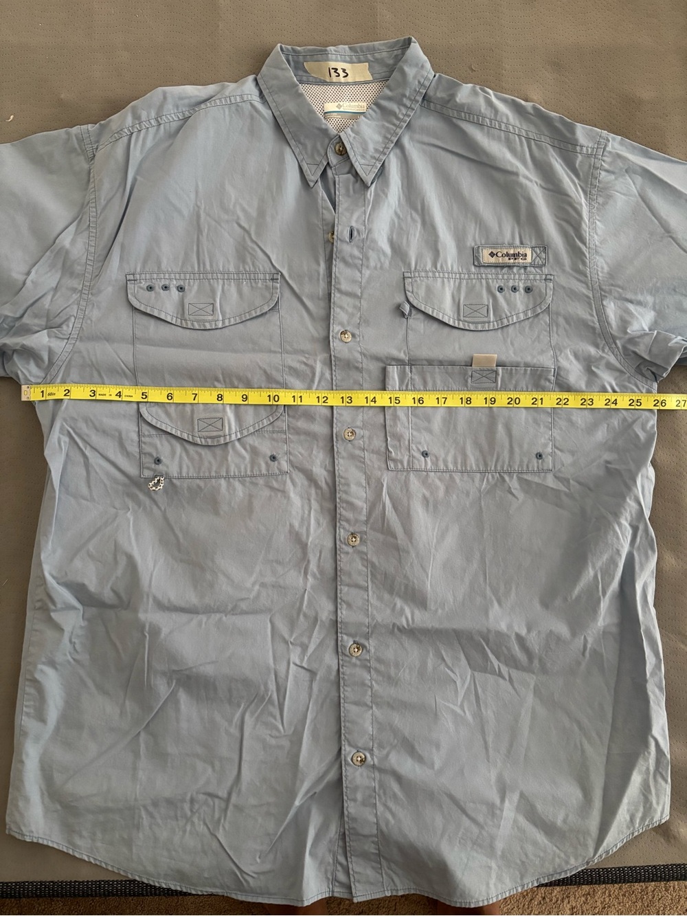 Columbia Men’s Short Sleeve Button-Up Shirt - Light Blue